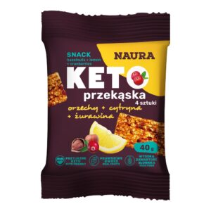 KETO užkandis su lazdyno riešutais, citrina ir spanguolėmis, 40 g